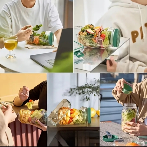 Salad POD with Salad Dressing Cut/ Removable Front Hatch SET OF 2 - Picture 5 of 9